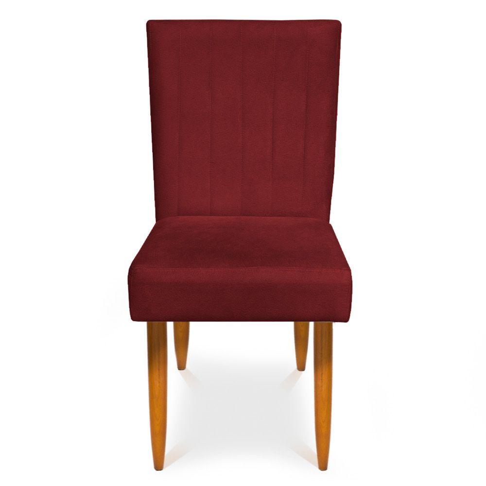 Miniatura Kit 2 Cadeiras De Jantar Acapulco Suede Pés Palito Castanho - Pallazio Cor Vermelho
