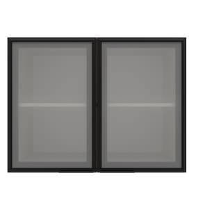 Miniatura Armário Aéreo Bartira Rubi com 2 Portas de Vidro, 1 Prateleira e 80cm de Largura - Freixo/Preto Poah Rubi Freixo/Preto Poah