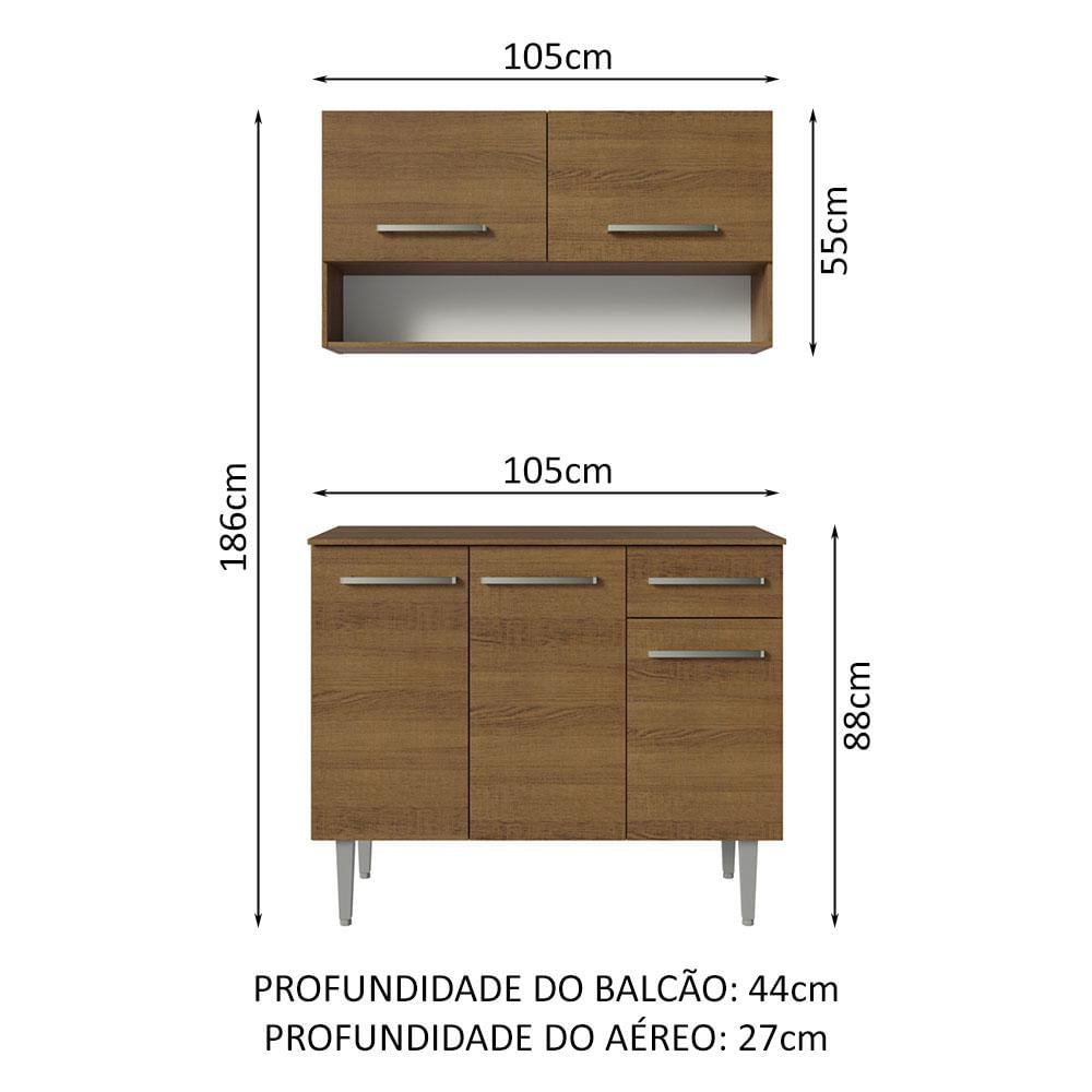 Miniatura Armário de Cozinha Compacta 105cm Emilly Madesa 03 Rustic