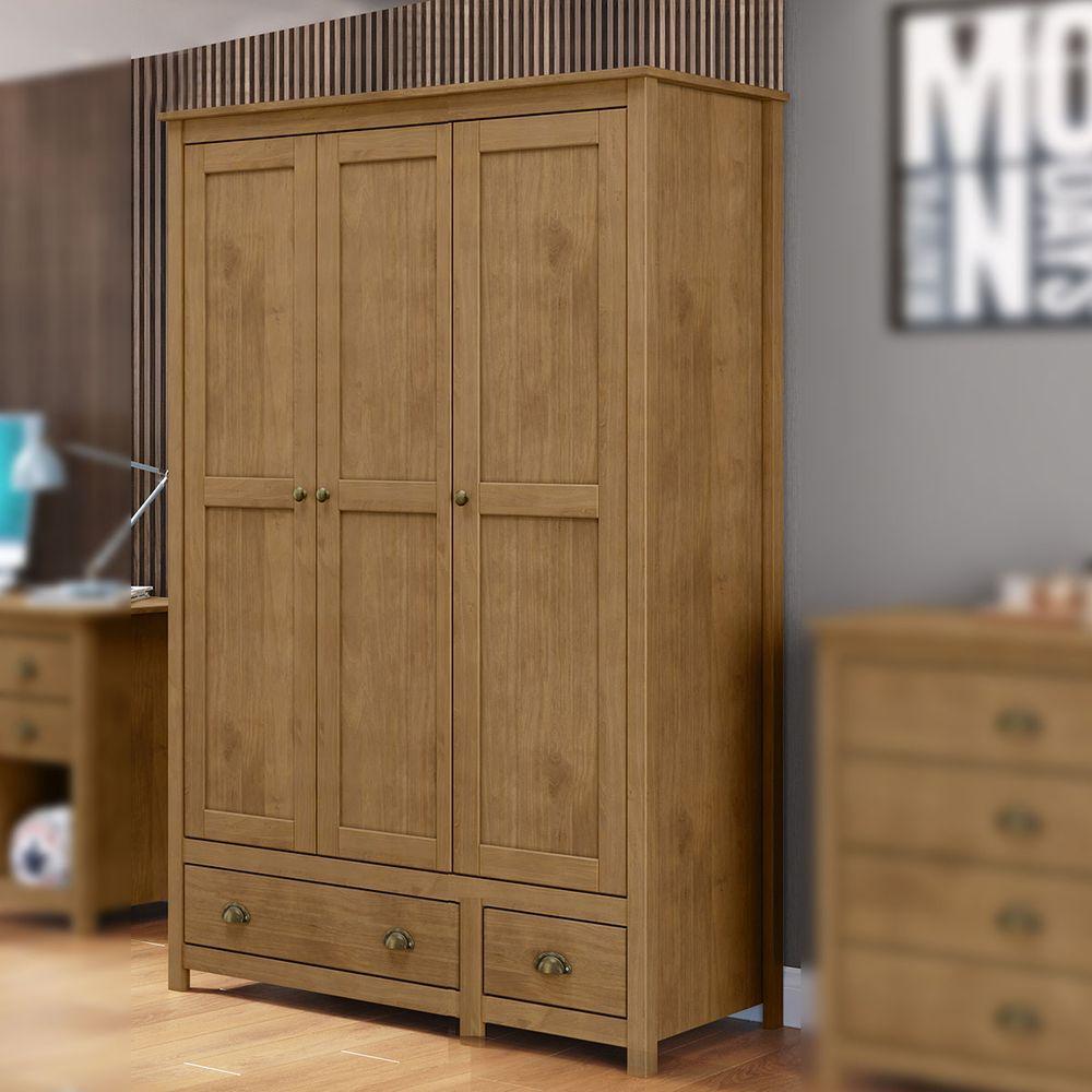 Miniatura Guarda-roupa 3 Portas 2 Gavetas Topázio Freijó Madeira Pinus - Finestra