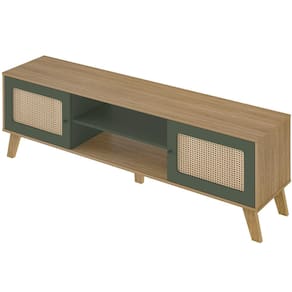 Rack Artely Charlotte com 180 cm de Largura, Ideal para TV de até 75” Carvalho/Menta