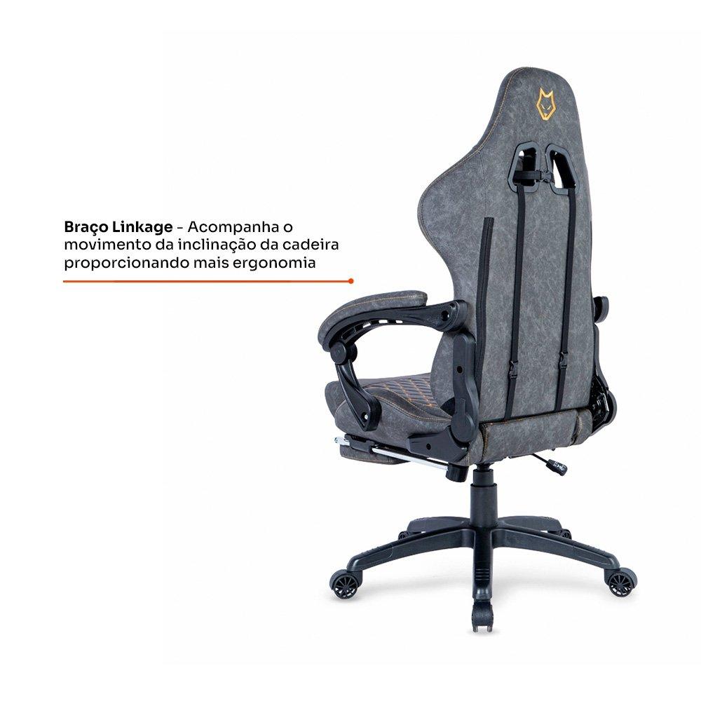 Miniatura Cadeira Gamer Husky Tempest 700, Até 145kg, Almofadas, Reclinável 150º, PU, Descanso para Pés, Cinza - HCG700CZ