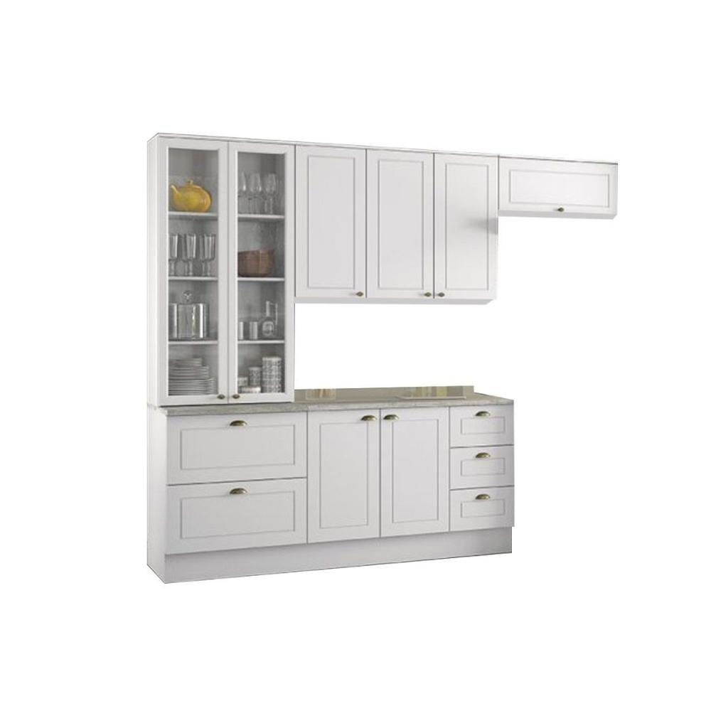 Miniatura Cozinha Modulada Henn Americana 5pçs (2 Armários 1 Balcão 1 Paneleiro 1 Complemento) C5P14 Branco