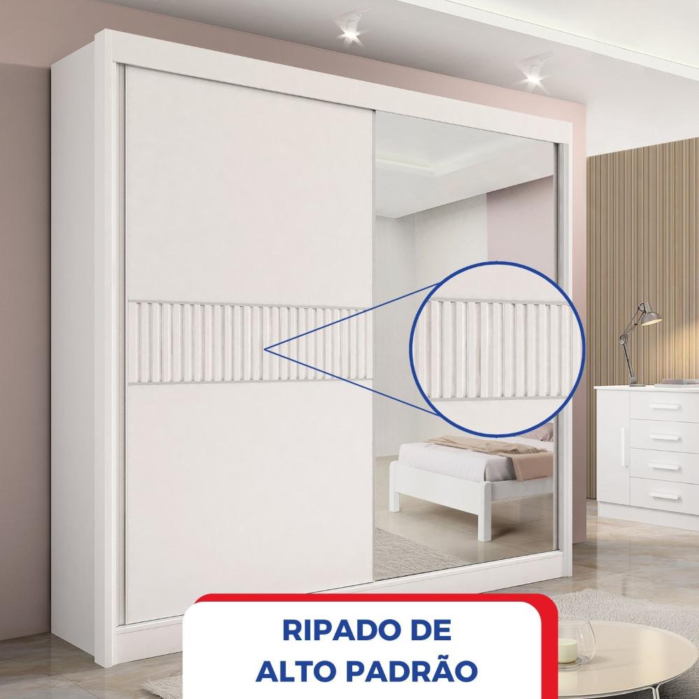 Miniatura Guarda-roupa Casal 2 Portas 6 Gavetas 100% Mdf Coliseu Ripado Branco