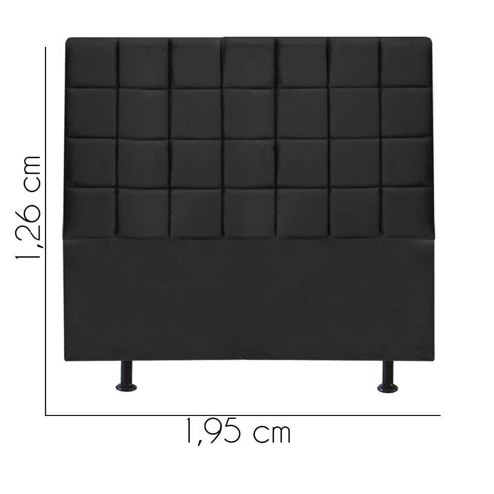 Miniatura Cabeceira Estofada Clara 195Cm King Size Para Cama Box Quarto Sintético Preto