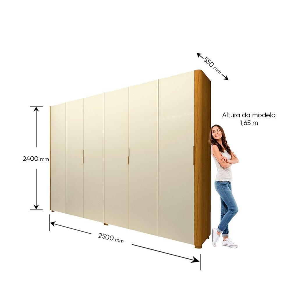 Miniatura Guarda-roupa Casal 6 Portas com Pés Innova Naturale/Off White