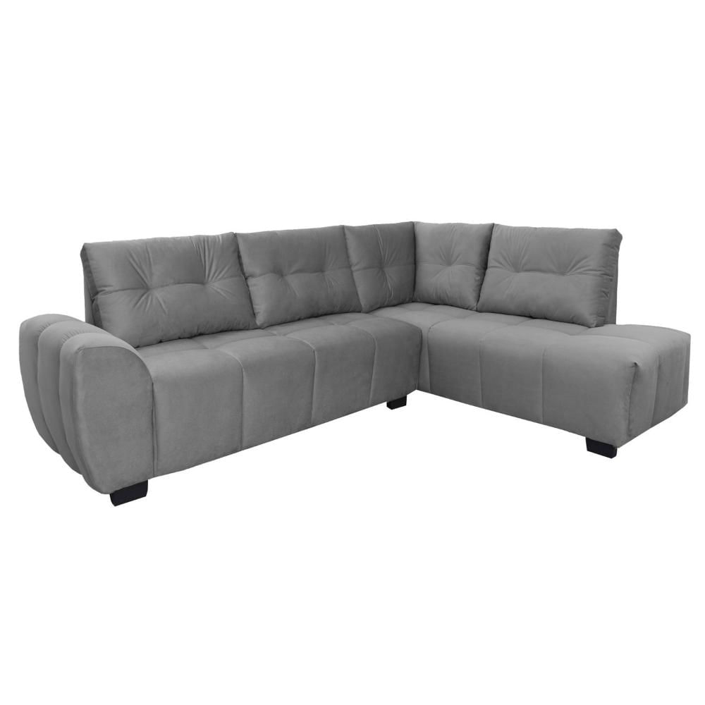Miniatura Sofá de Canto 6 Lugares Madri Hellen Estofados Cinza