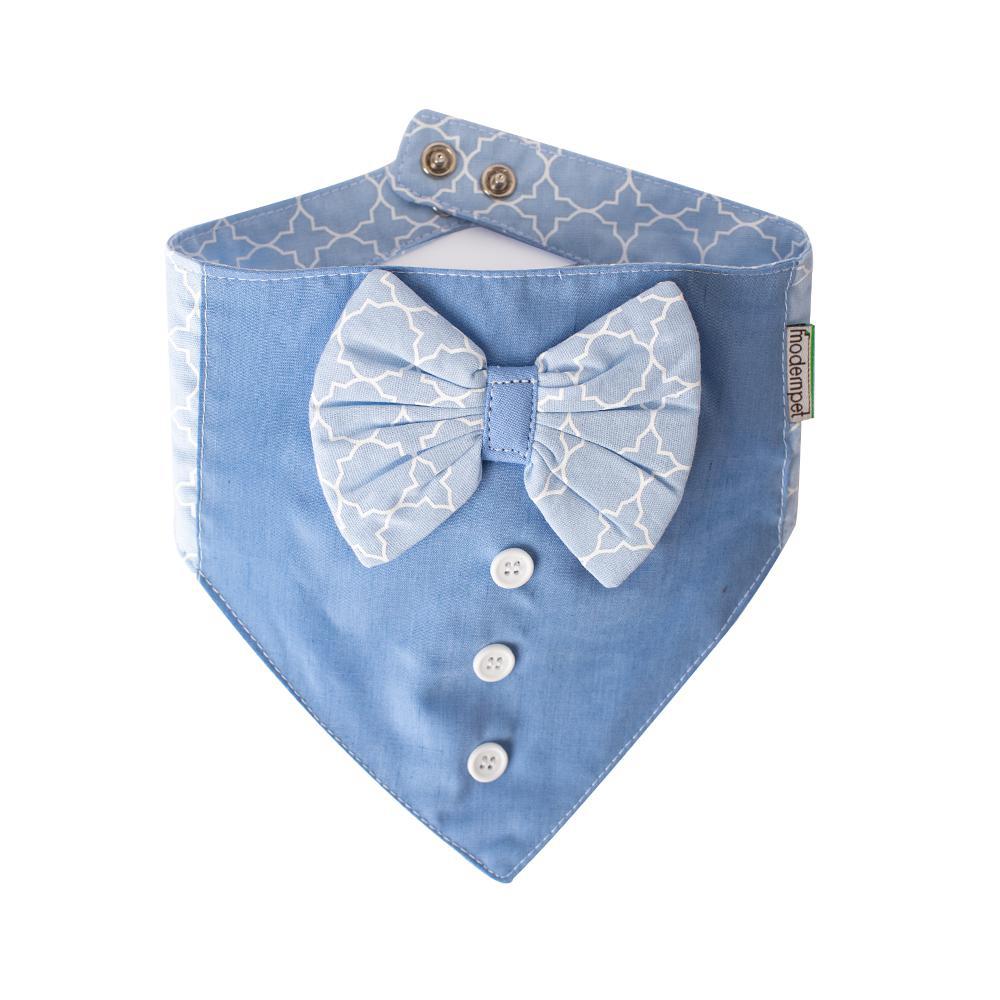 Miniatura Bandana Com Gravata Borboleta Azul Bebe