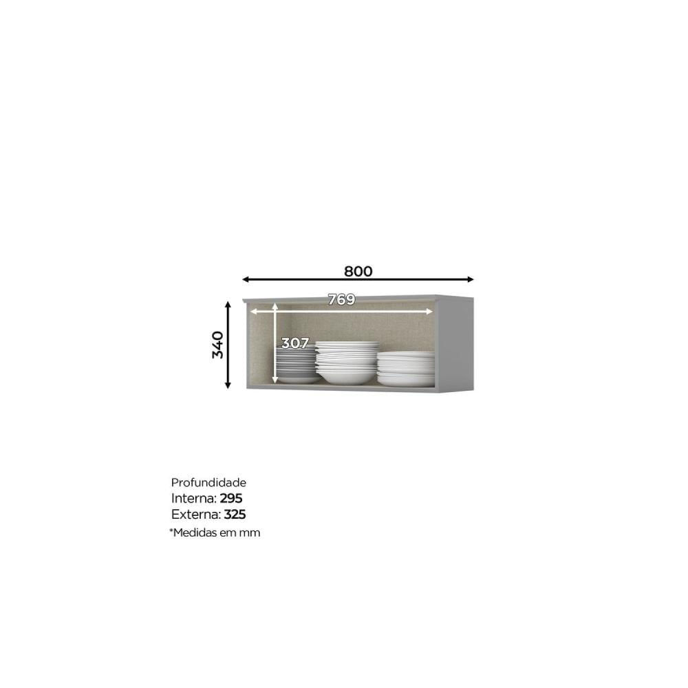 Cozinha Compacta 6 Peças com Tampo Para Cooktop Emily Cinza/Nature