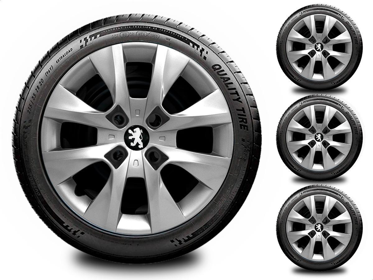 Miniatura Jogo 4 Calotas Aro 14 Prata Peugeot 206 207 208 2014 2015
