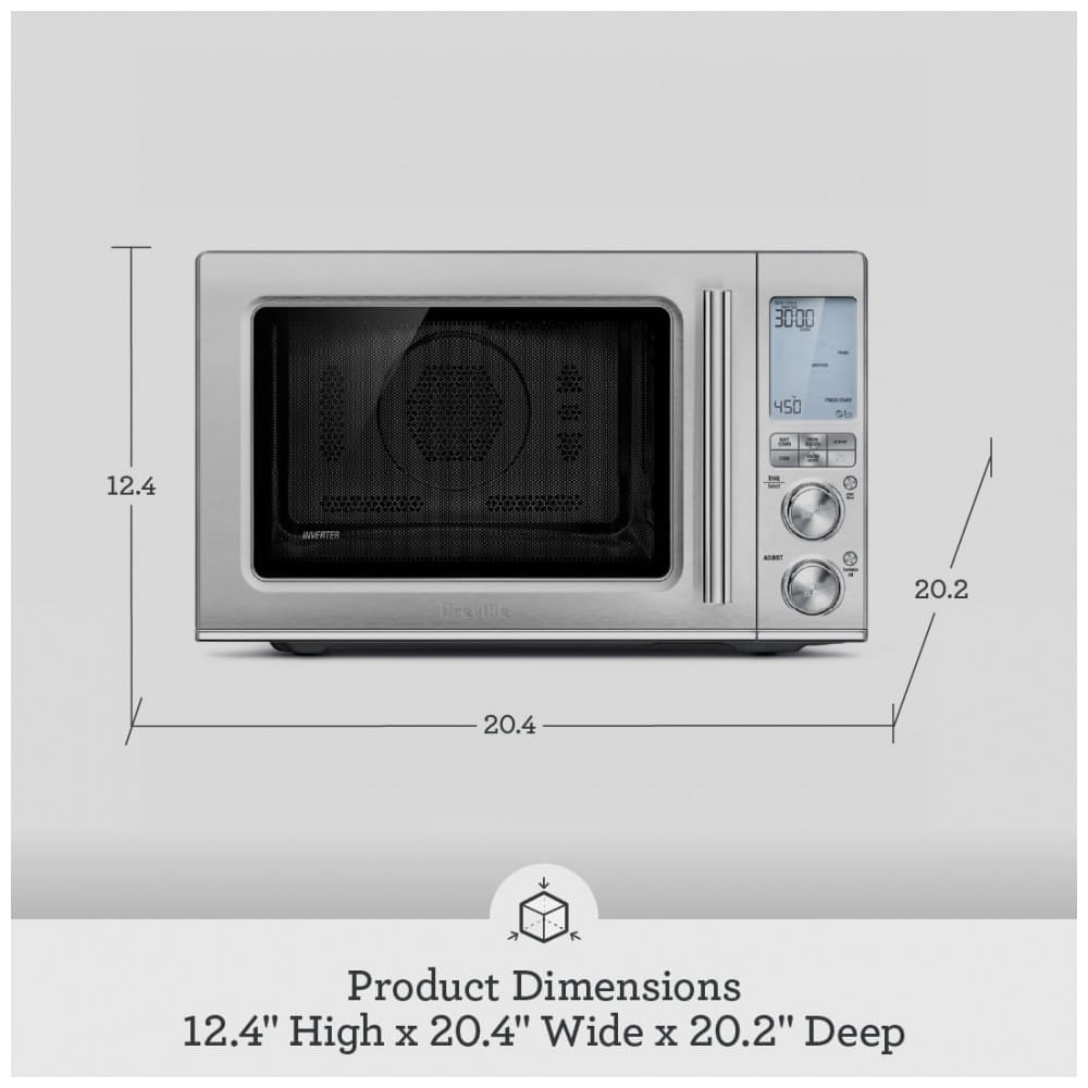 Miniatura Micro Ondas 3 em 1, 31 Litros em Aço Inoxidável Escovado, 110V 1400W, Breville, Prata
