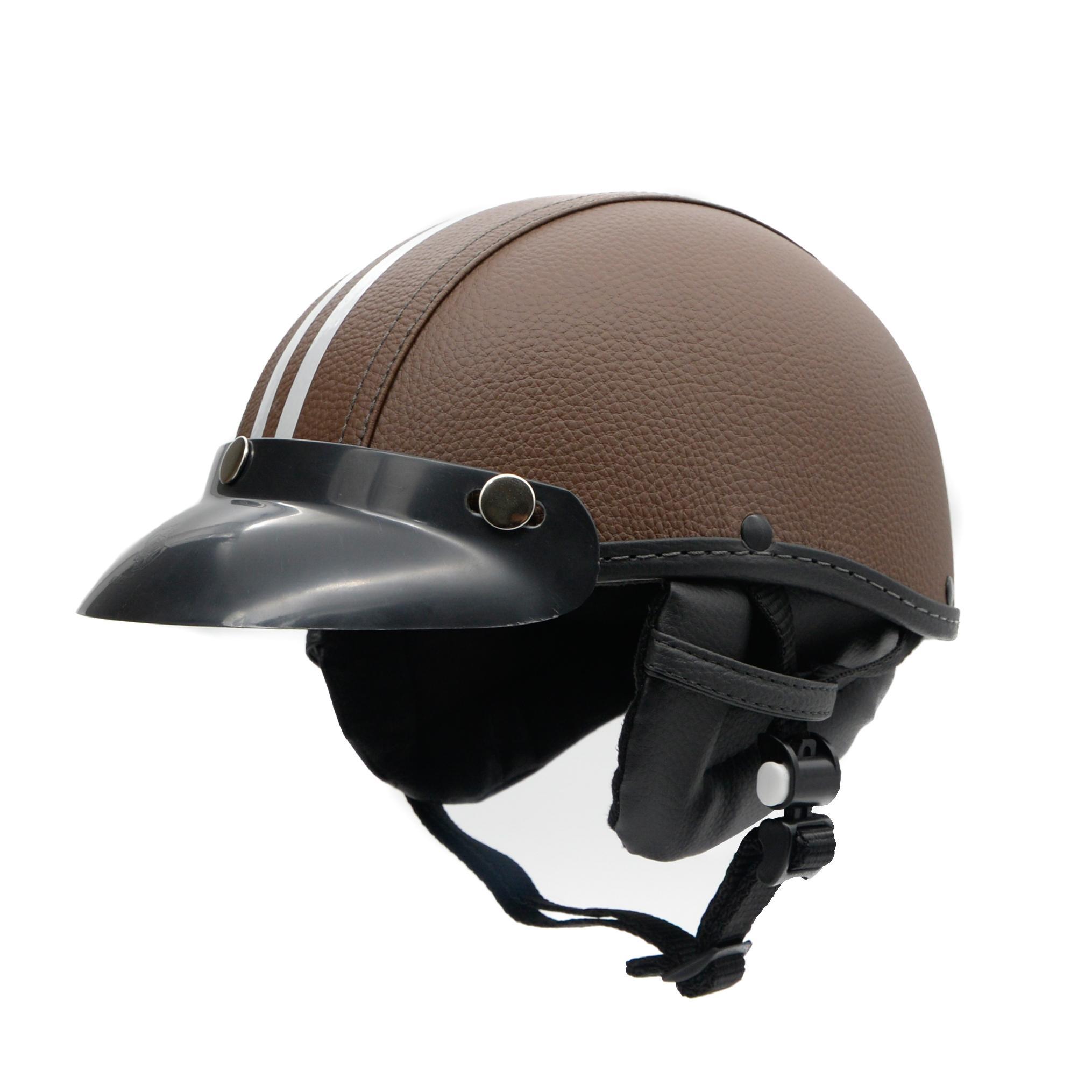 Miniatura Capacete Coquinho Scooter Moto Elétrica Bike Couro Marrom