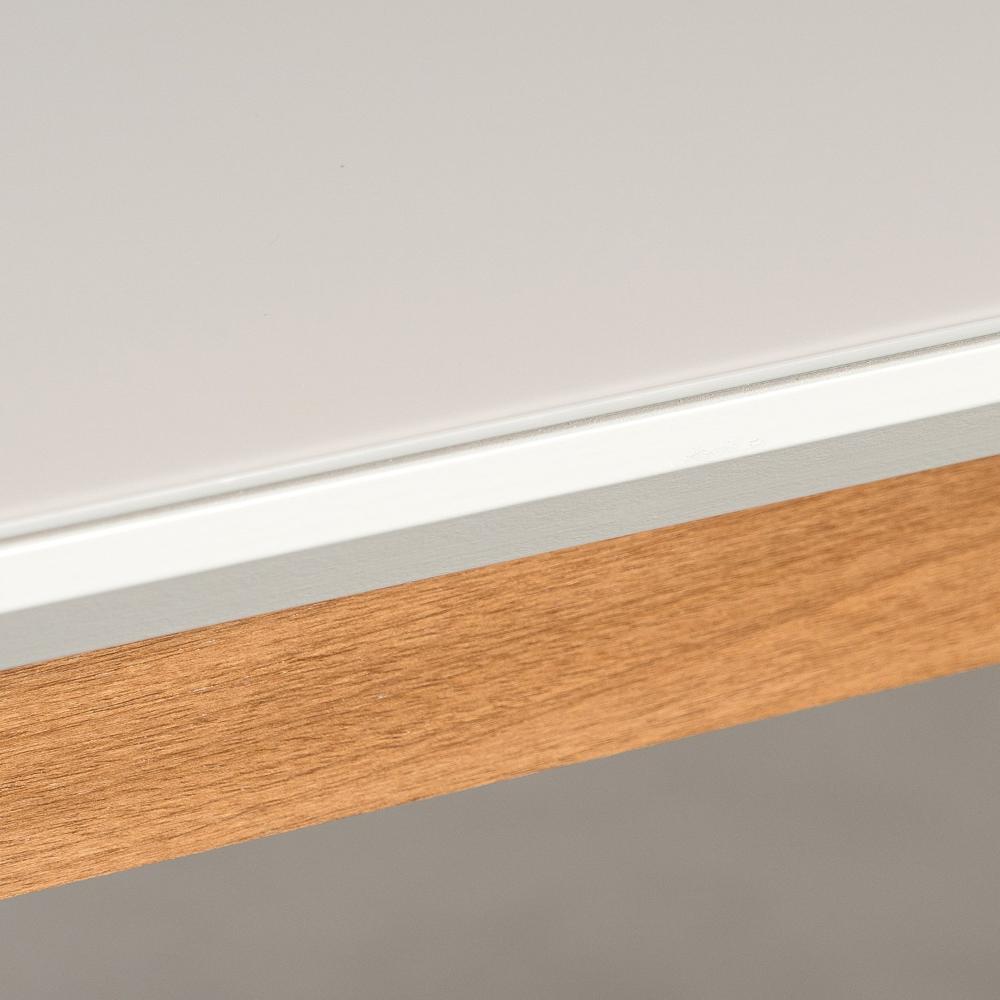 Mesa de Jantar 6 Lugares 1,80m Tampo MDF e Vidro Pés Madeira Maciça Tangará CabeCasa MadeiraMadeira Caramelo/Off White