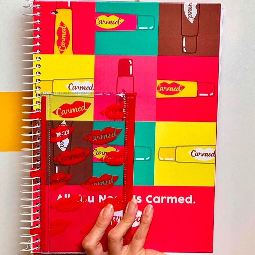Miniatura Caderno Carmed Capa Dura 10 Matérias 160 Folhas Sortido + Bolsa Plástico