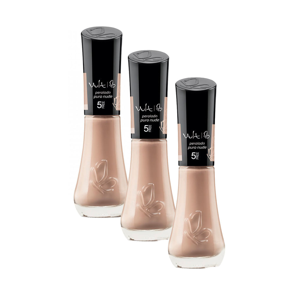 Miniatura Kit 3 Esmalte Vult 5Free Puro Nude Perolado com 8m