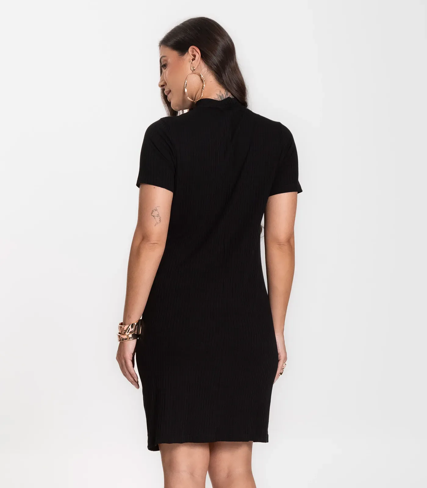 Miniatura Vestido Feminino Canelado Infinita Cor Preto G