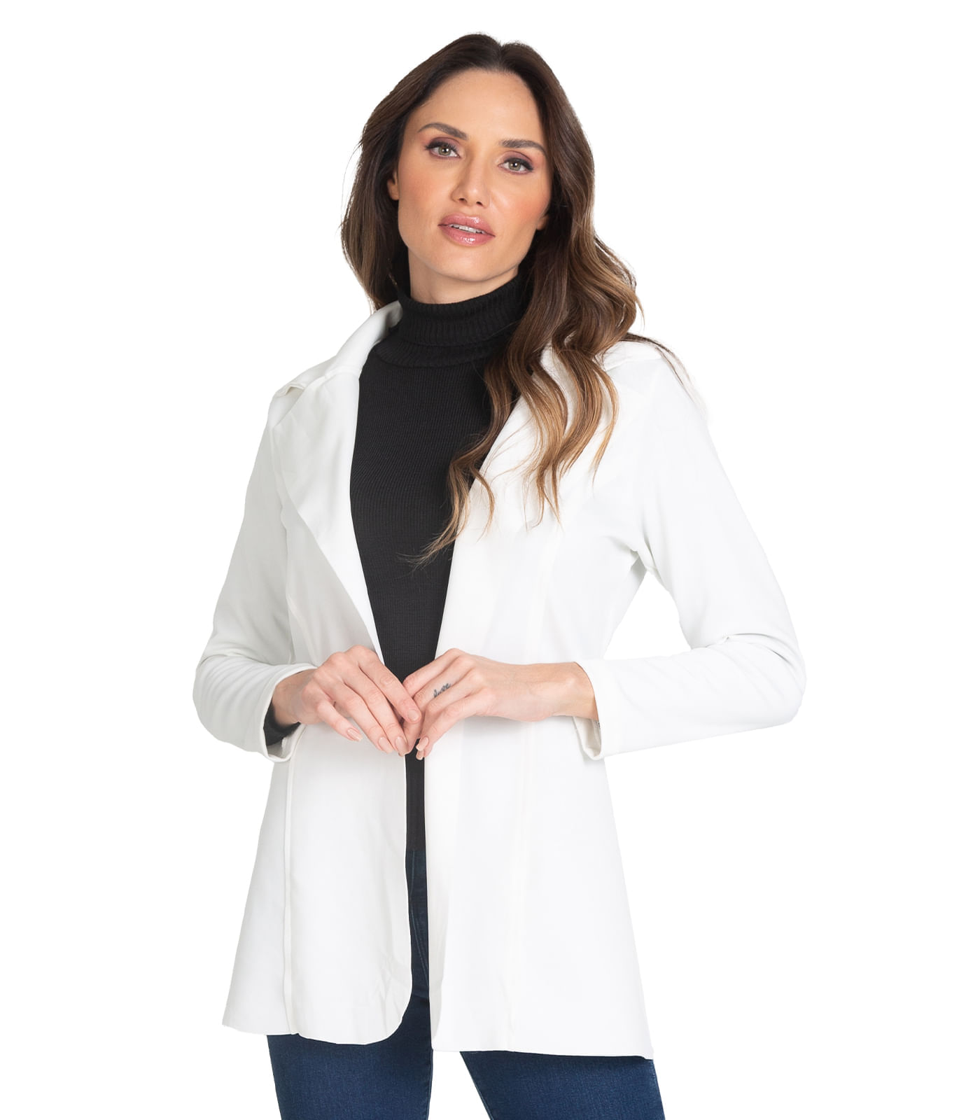 Miniatura Blazer Feminino Neoprene Select Bege G