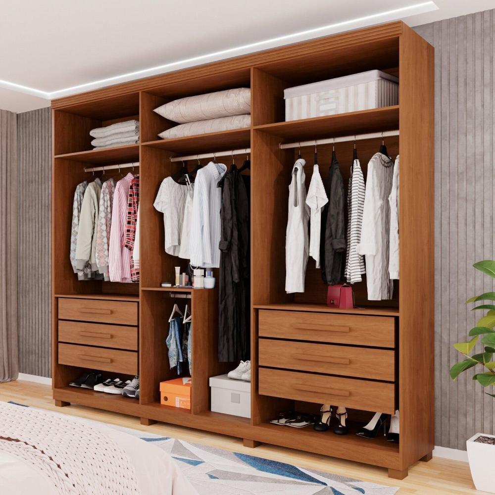 Miniatura Guarda-roupa Closet 6 Gavetas com Pés Florianópolis Espresso Móveis Cinamomo