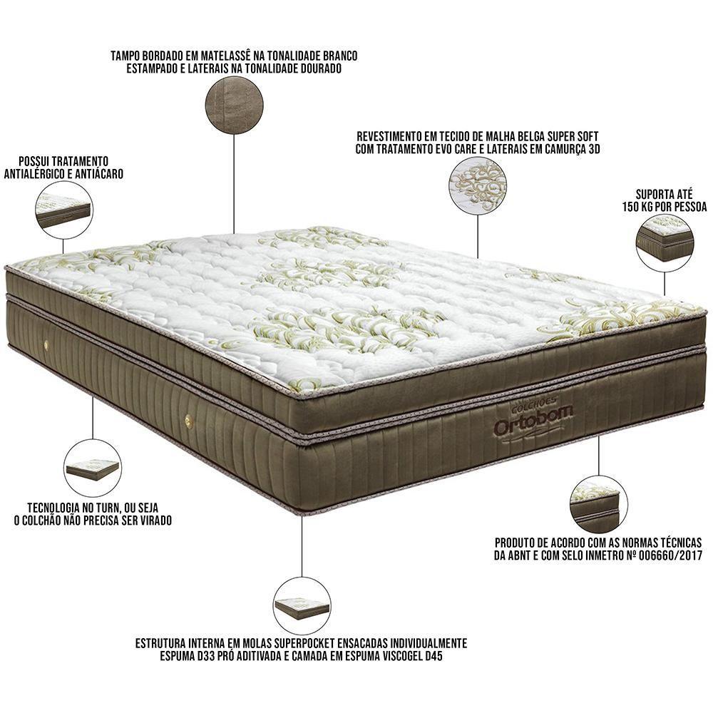 Miniatura Colchão Casal 138x188 Espuma Viscogel D45 Molas Gold Ultra Gel Dourado Branco - Ortobom