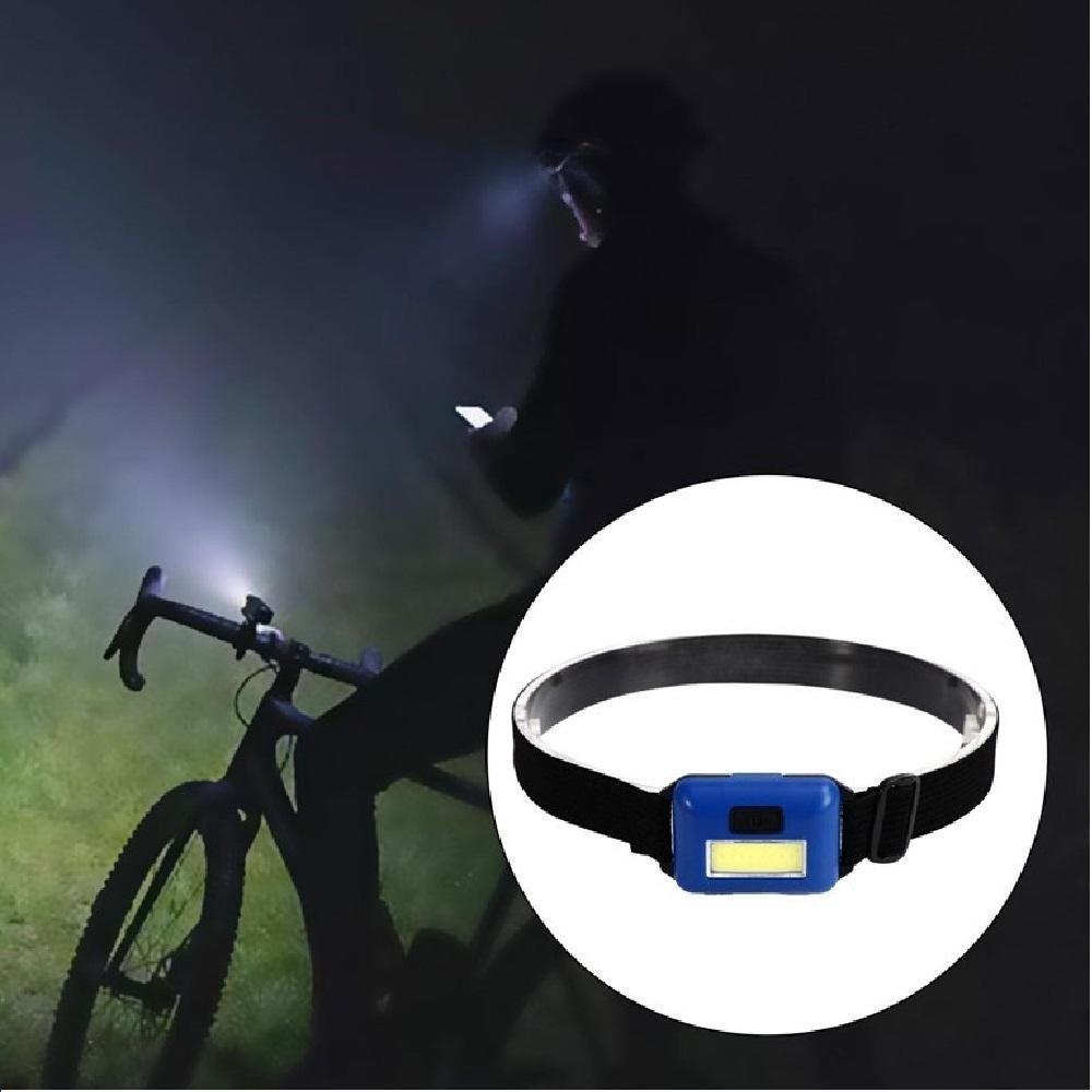 Miniatura Lanterna Farol Cabeça Multiuso Bike Moto Camping Trilha Pesca Corrida Sinalizador Testa Pilha Azul