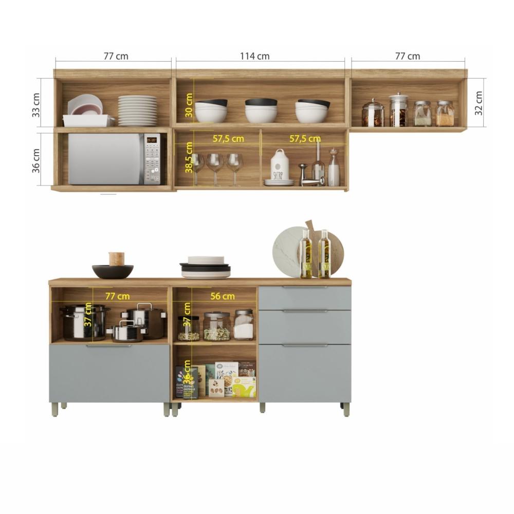 Miniatura Cozinha 5 Peças 100% MDF Marquesa Nature/Verde