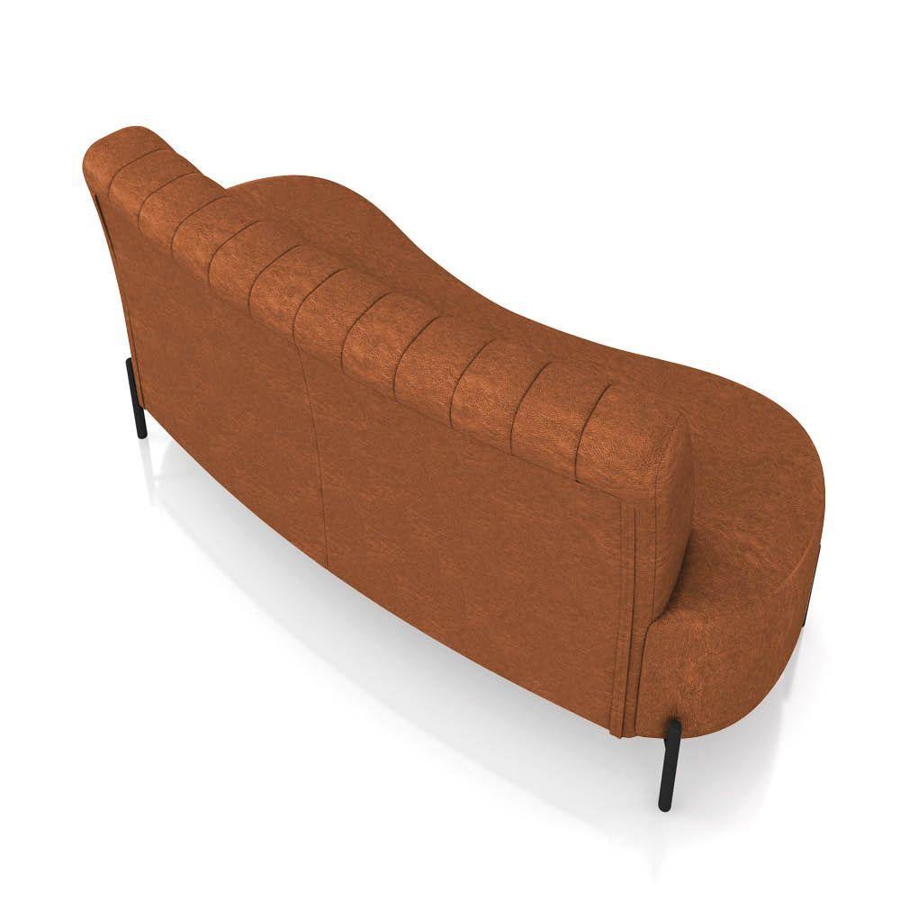 Miniatura Sofá 2 Lugares Living 160cm Pé Ferro Pto Maraú Sintético Pu Nozes K01 - D\'rossi