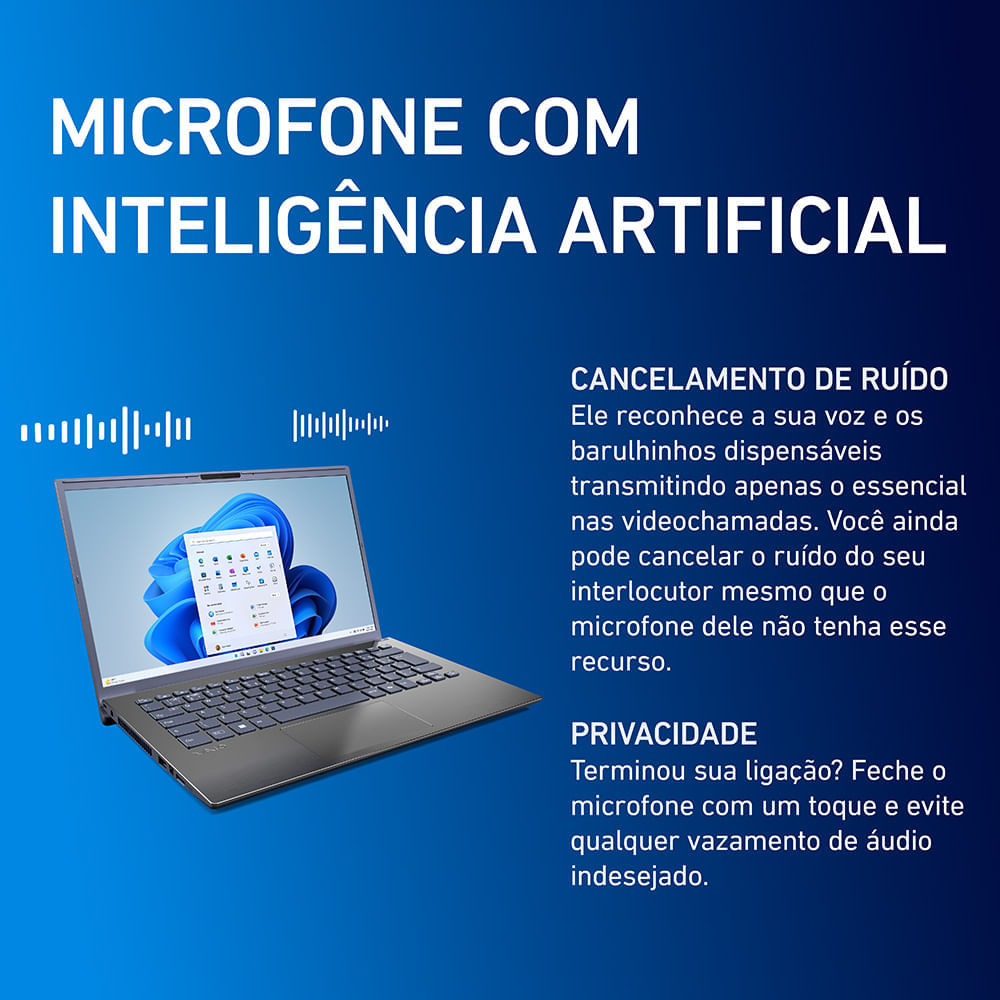 Miniatura Notebook VAIO® F14 Intel® Core i5-1334U Windows 11 Home 16GB RAM 512GB SSD 14'' Full HD IPS com Fingerprint Cinza Escuro