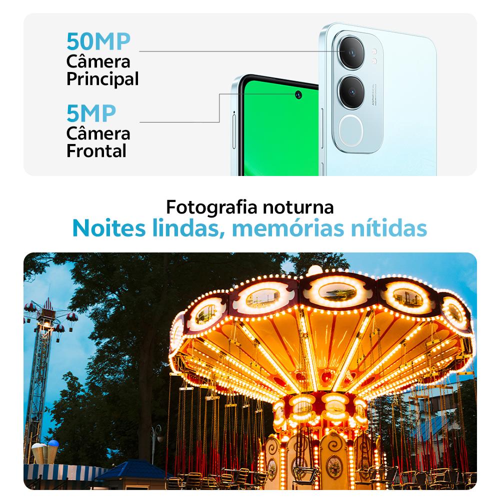 Smartphone Jovi Y19s 256gb, 4+4gb Ram Turbo, Câmera 50mp, Bateria 5500mah, Carregamento 15w, Tela 90hz Azul