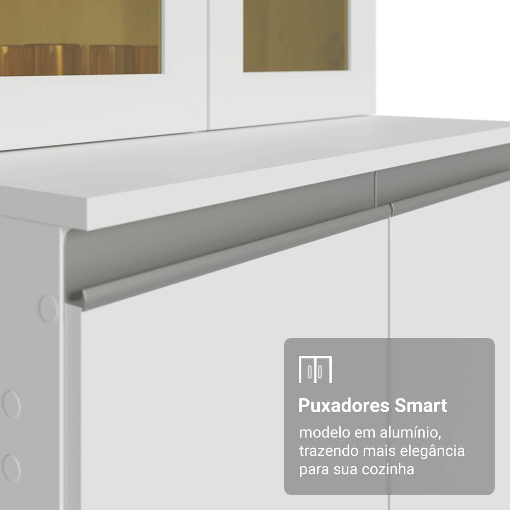 Armário de Cozinha Completa de Canto 100% MDF 447 cm Smart Madesa 02 Branco