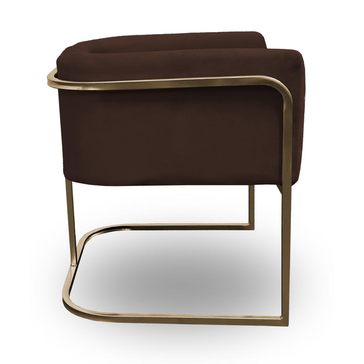 Miniatura Poltrona Betina - Base Quadrada Dourada - Marrom
