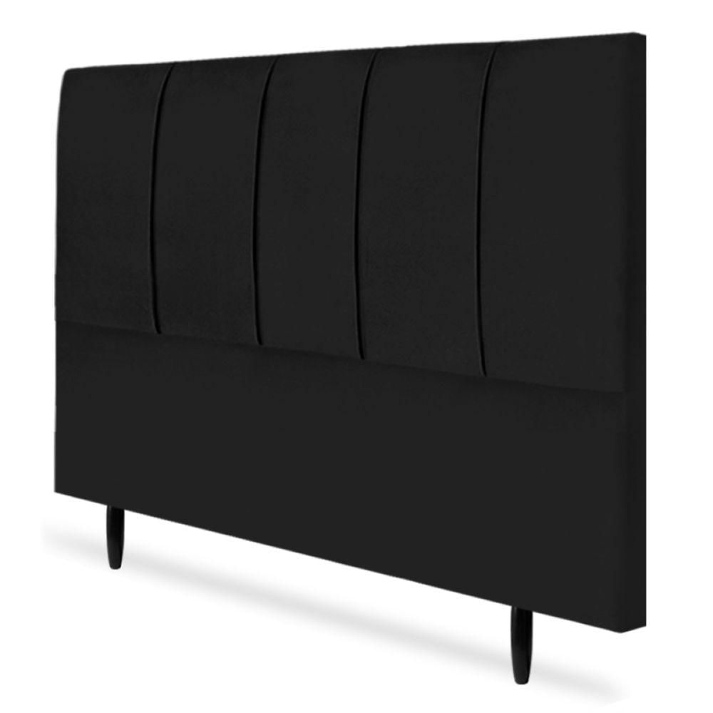 Miniatura Painel Cabeceira Cama Box Queen Luna Slim 1,60cm Suede Cor:preto