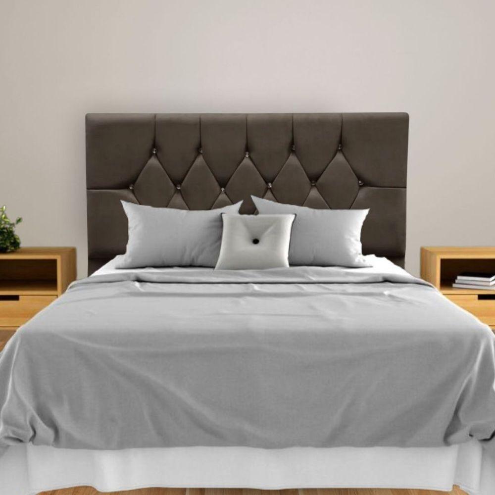 Miniatura Cabeceira Cama Box Estofada Casal 140 Cm Geovana Suede Cor:marrom