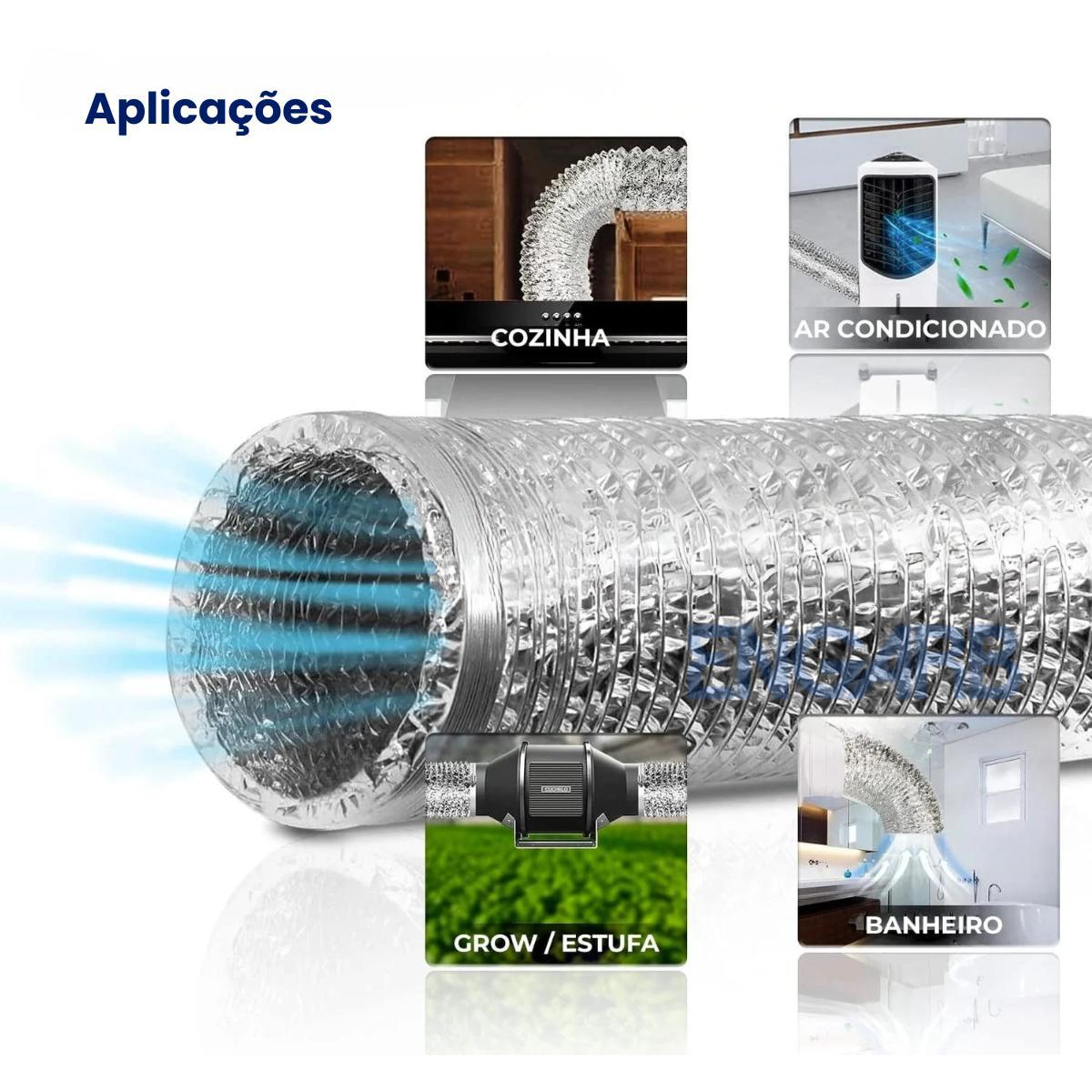 Duto Flexível Alumínio 8 Pol X 10M 200Mm Ventilação Coifa