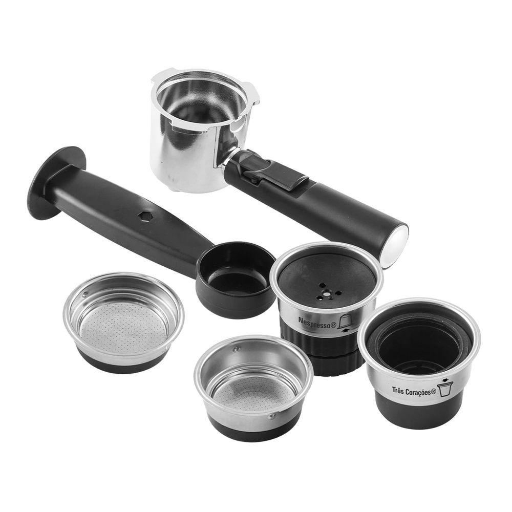 Miniatura Cafeteira Expresso & Cápsulas Philco 20 Bar Inox Red PCF24 110V
