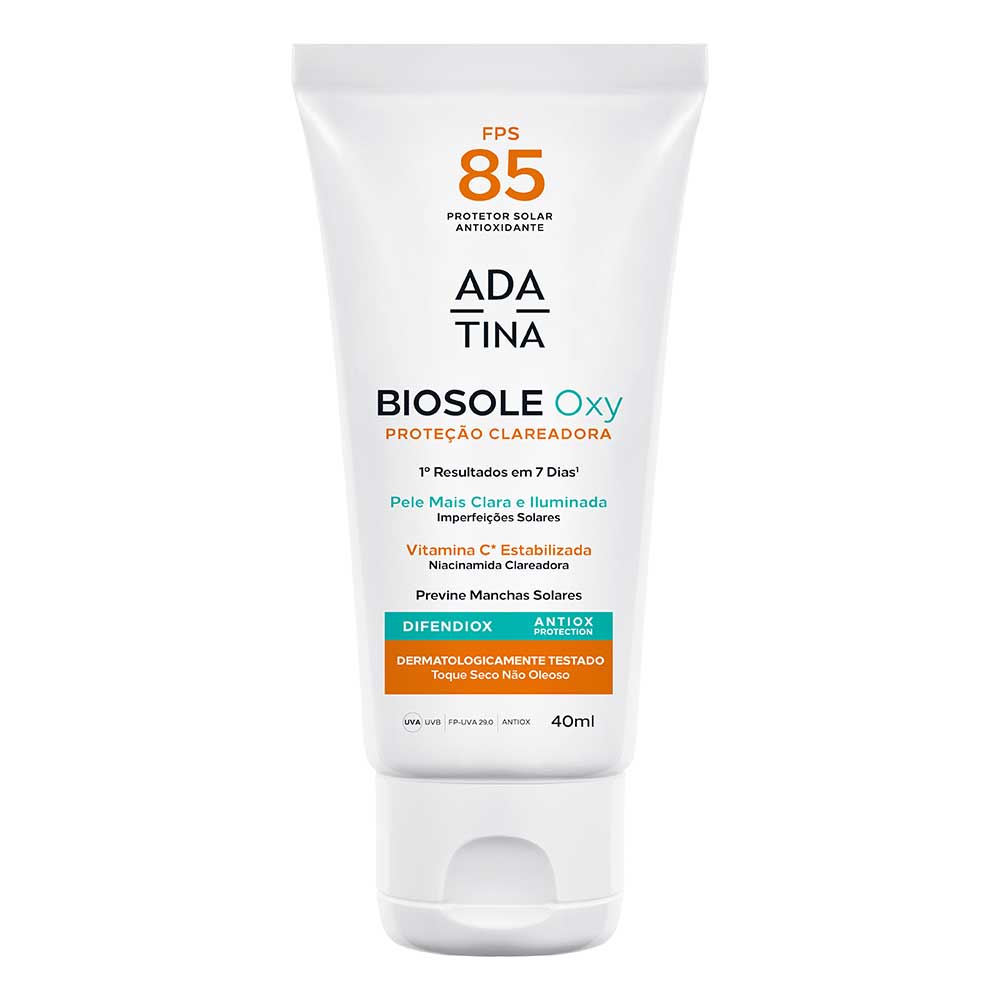 Miniatura Protetor Solar Clareador Ada Tina Biosole Oxy FPS 85 40ml