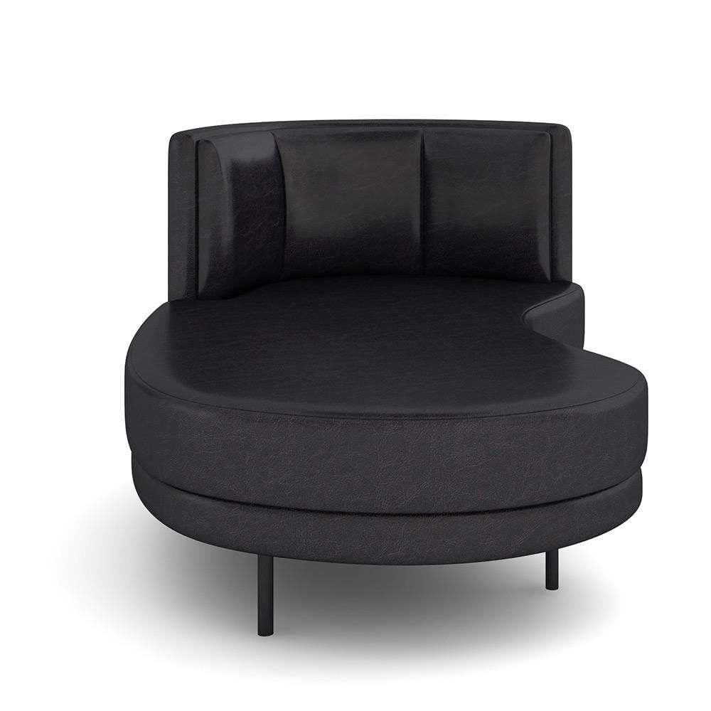 Miniatura Sofá Chaise Longue Sala De Estar Living Lucca Esquerdo D02 Couríssimo Preto B-159 - Lyam Decor