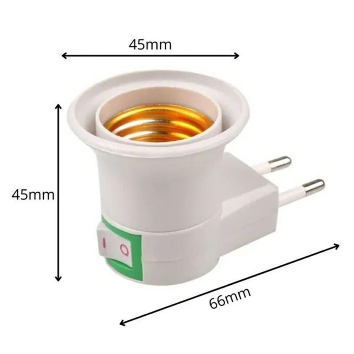 Miniatura Adaptador Lâmpada Soquete E27 Tomada Com Botão - 5 Unidades