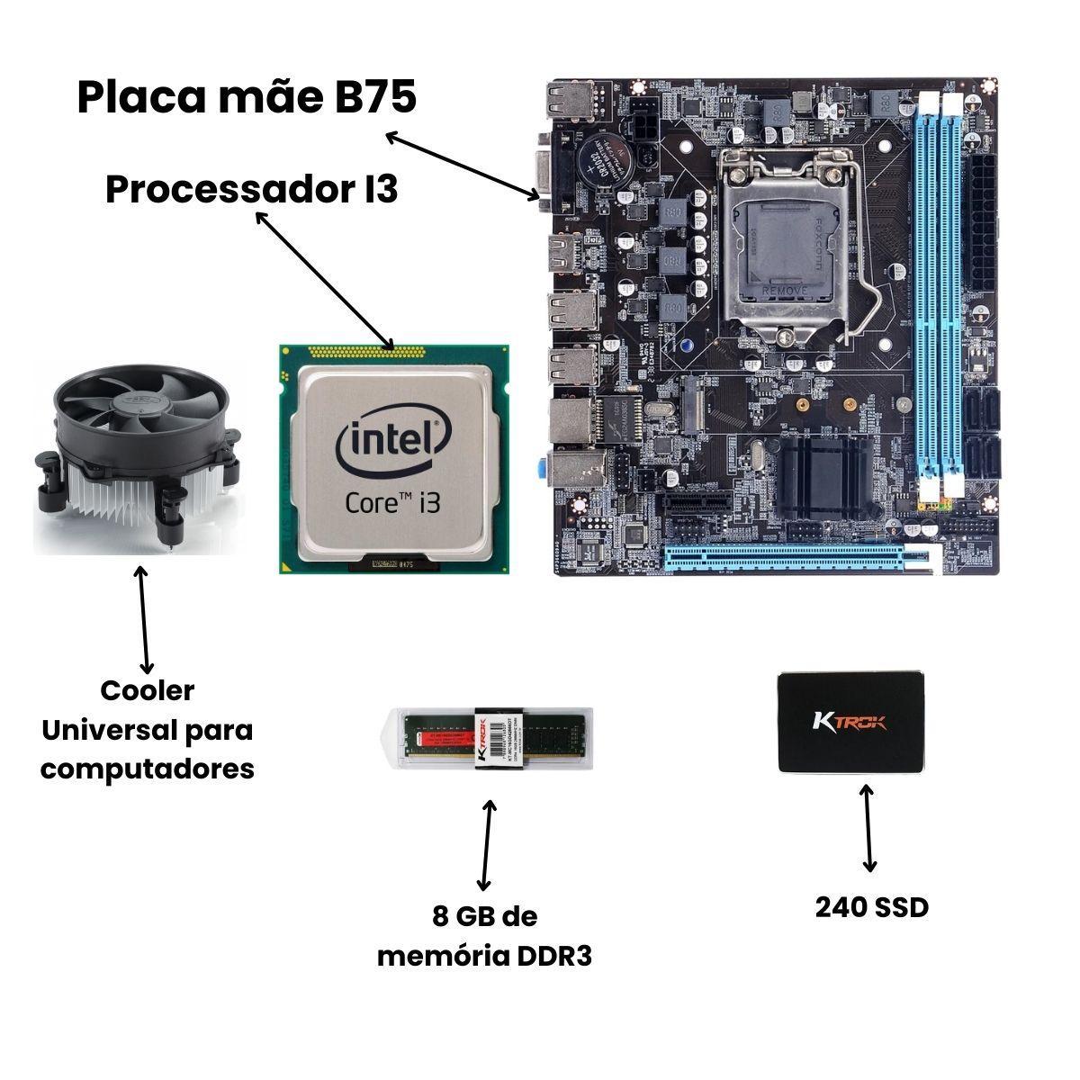 Pc Computador Core I3 2100 8Gb Ram Ddr3 240 Ssd Win10 Pro