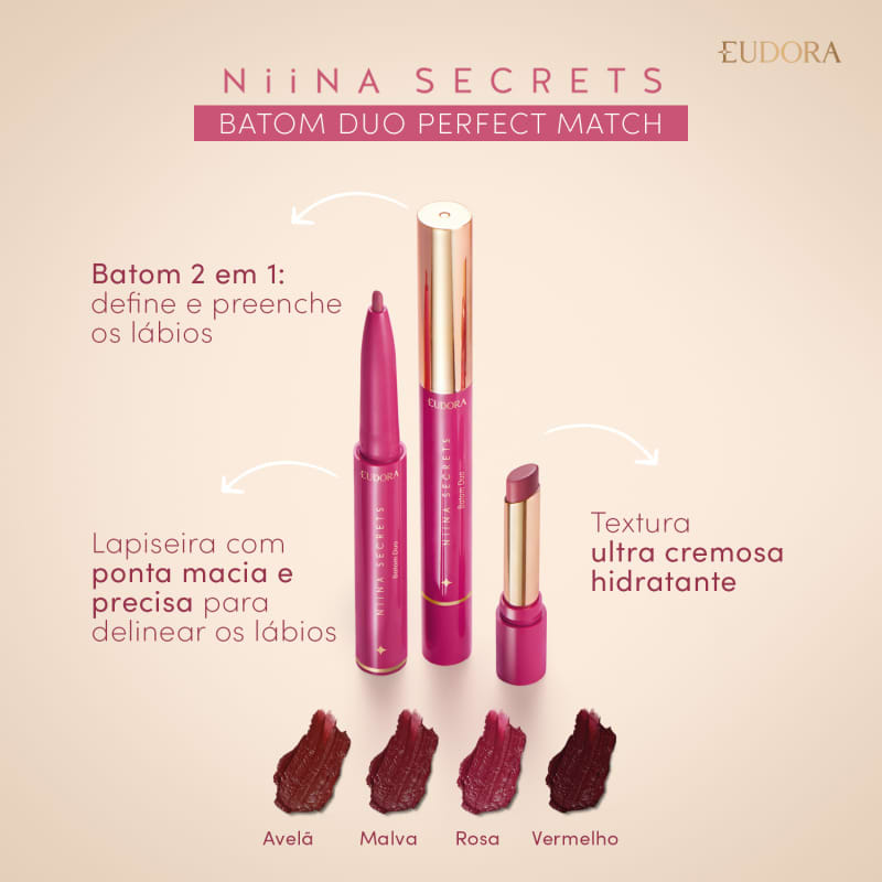 Batom Niina Secrets by Eudora Duo Perfect Match Malva