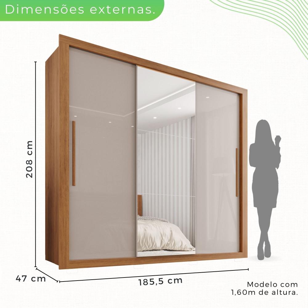 Miniatura Guarda Roupa Casal 3 Portas com Espelho 4 Gavetas Costa Rica Sallêto Móveis