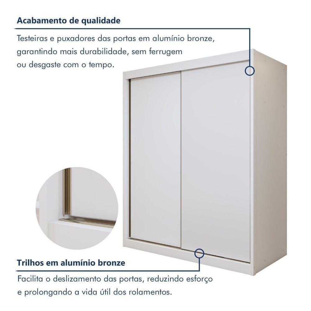 Guarda-roupa 2 Portas 100% Mdf Monte Rei Branco