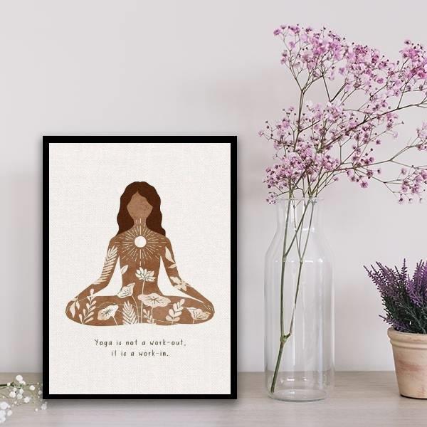 Miniatura Quadro Yoga Is Not A Work Out 45X34Cm - Com Vidro