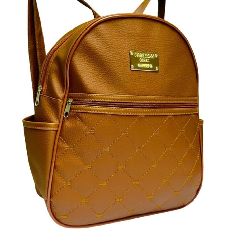 Miniatura Bolsa Mochila Marrom Claro Feminina Barata Moderna Elegante