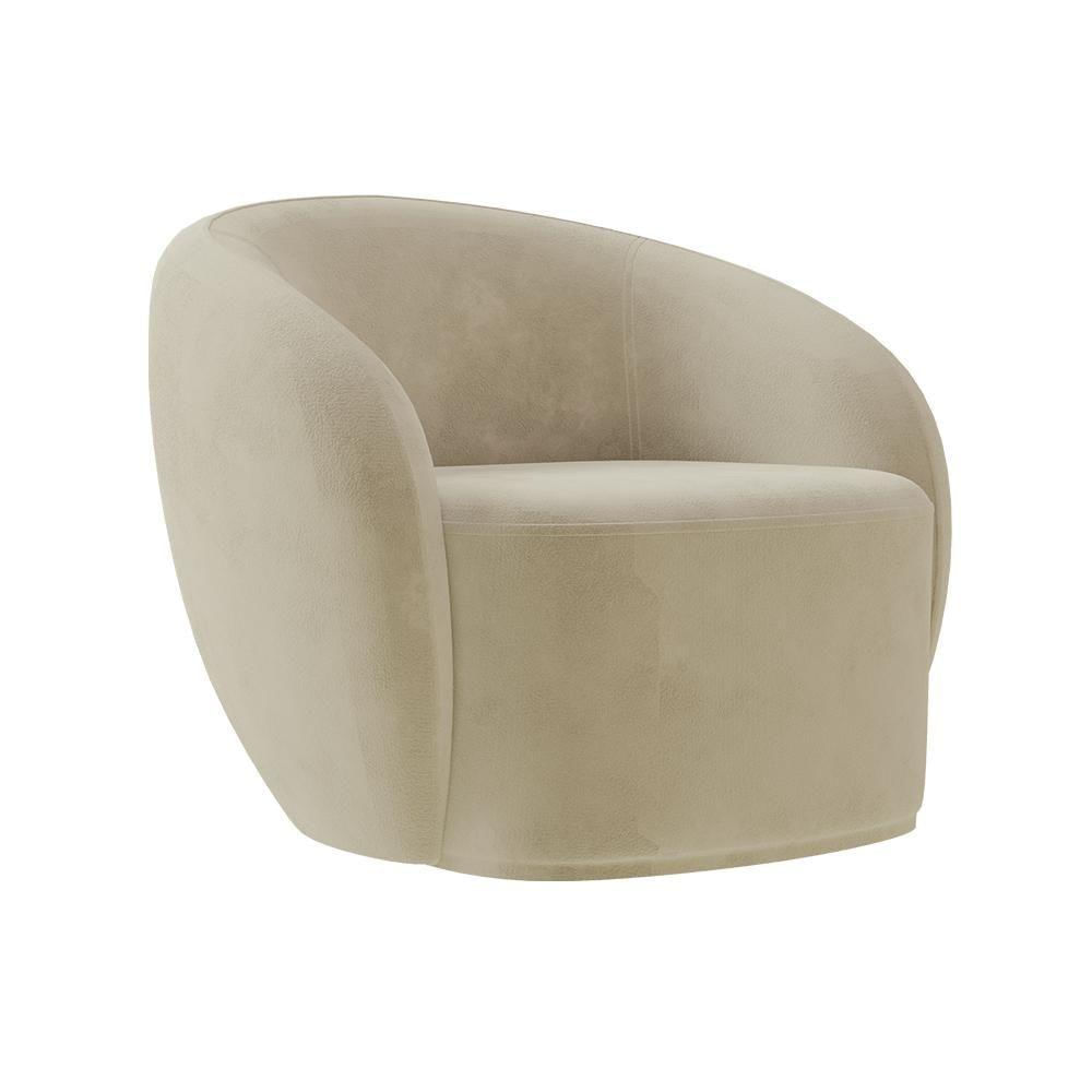 Miniatura Poltrona Decorativa íbis Encosto Fixo Veludo Bege G33 Gran Belo