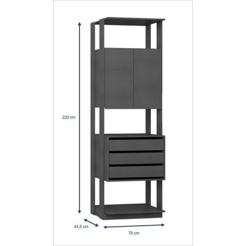 Miniatura Guarda Roupa Closet 3 Gavetas e Prateleiras Be Mobiliário Grafite