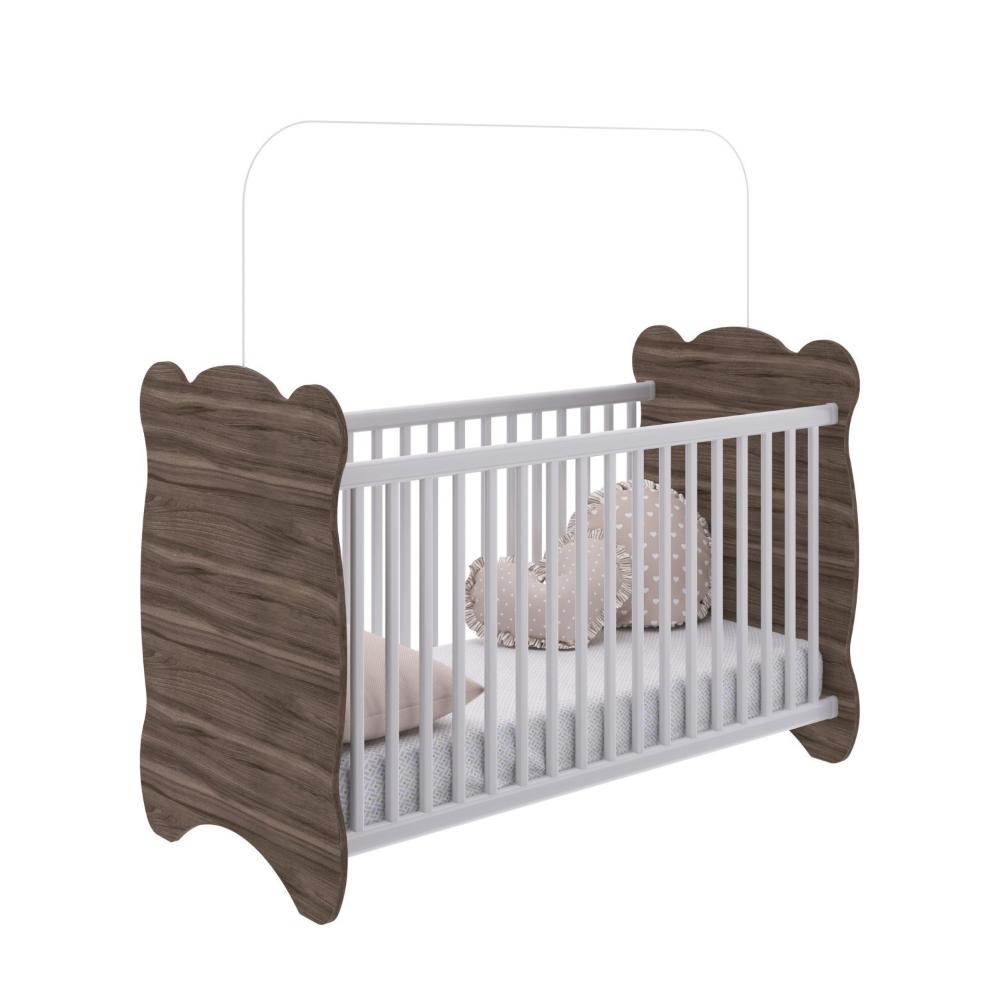 Quarto de Bebê Completo Berço com Roupeiro 2 Portas 2 Gavetas Estrela Móveis Percasa Carvalho/Branco