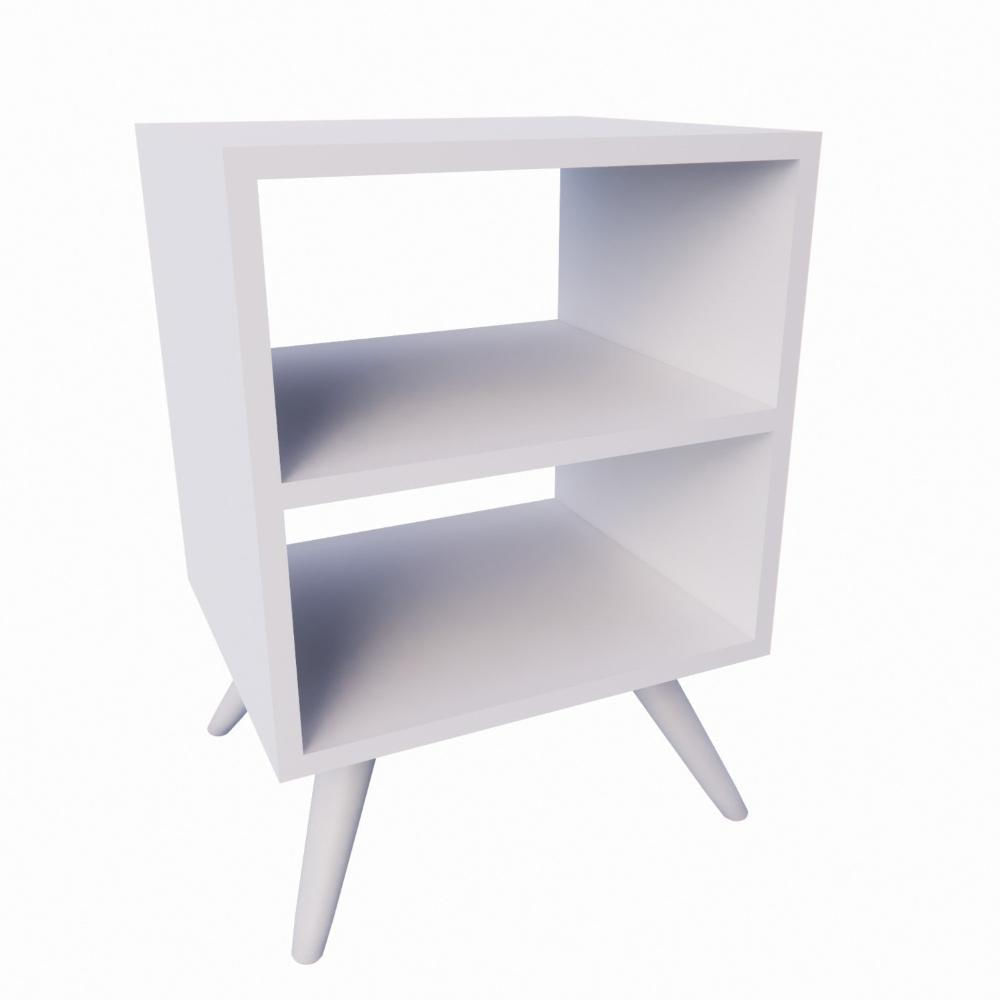 Miniatura Mesa de Cabeceira com Pés Mesinha Madeira Criado Quarto Nicho Branco