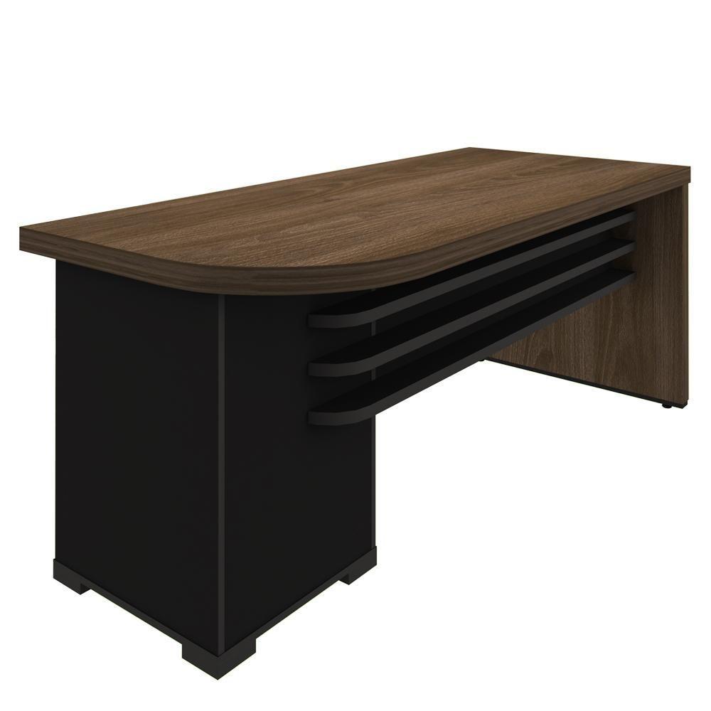 Miniatura Mesa Para Escritório 4 Gavetas Lado Direito 180cm Tamburato Executiva A06 Marrom-preto - Mpozenato