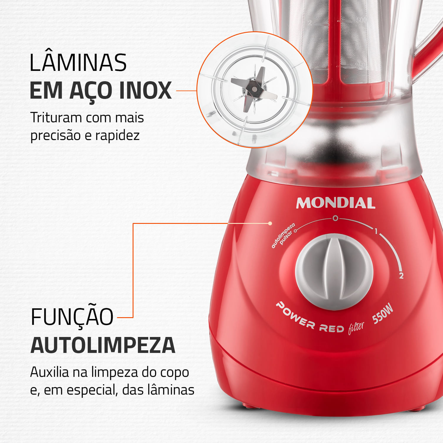 Miniatura Liquidificador Mondial Turbo Power L-77 LIQUIDIFICADOR-127V-VERMELHO
