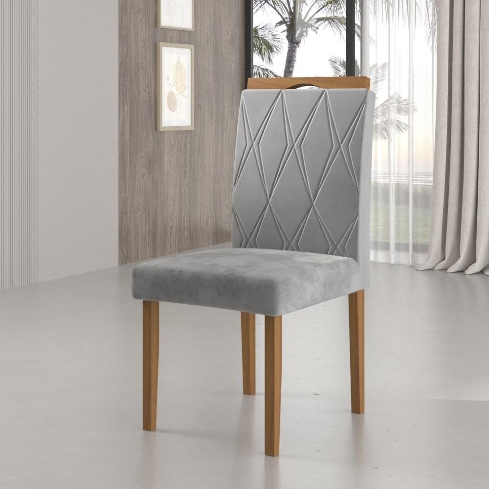 Kit 4 Cadeiras com Puxador 02 Madenova Móveis Prata/Mel